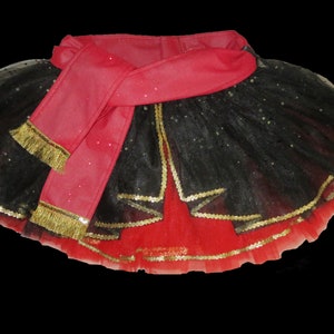Desert Villian Tutu .  Up to Adult Plus Size . 9 Layers . Running Skirt . Black Tutu . Red Tutu SHORT Length 11in