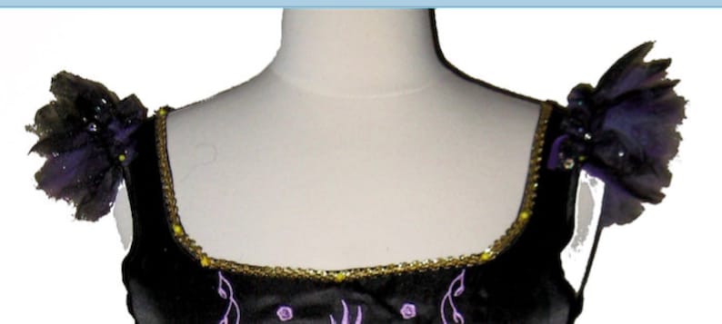 SEA WITCH Corset . Teen to Adult Plus Sizes . Black Corset . Lavender Embroidered Corset . by The Tutu Factory USA™ SHOULDER RUFFLES