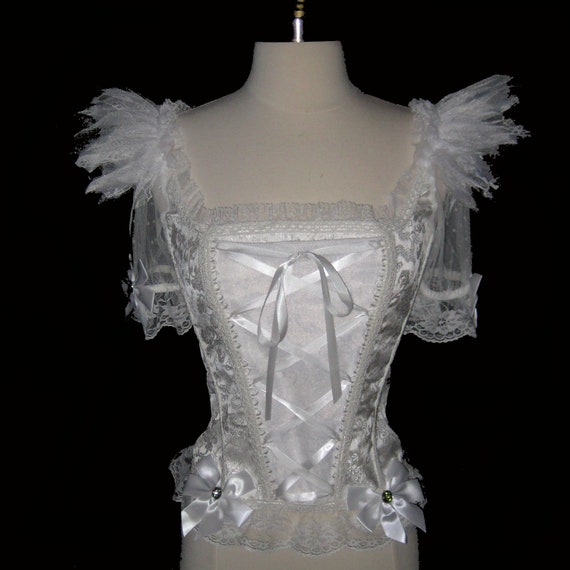DEAD BRIDE Corset .  White Corset with Blinking Heart  . by The Tutu Factory USA™