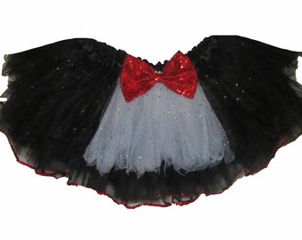 Black and White Cat Tutu . Up to Adult Plus Size . Running Tutu . 9 Layers . Length 11in
