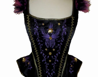 REGINA Evil Queen Corset . Teen to Adult Plus Sizes . Black Purple Corset . Embroidered Corset . by The Tutu Factory USA™