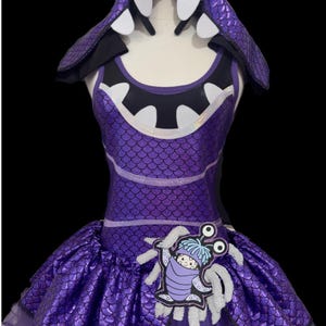 Purple Boo Monster Costume .  Up to Adult Plus Size . Running Skirt  .  Tutu .. Bow . SHORT Length 11in . by The Tutu Factory