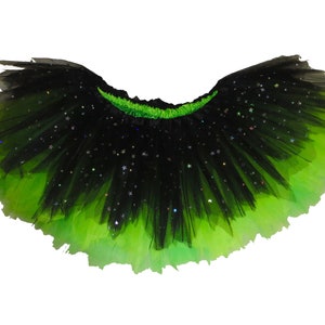 Green Boogie Tutu . Up to Adult Plus Sizes . Black Lime Sparkly Skirt . Running Tutu . Short Length 11in by The Tutu Factory ™ image 3