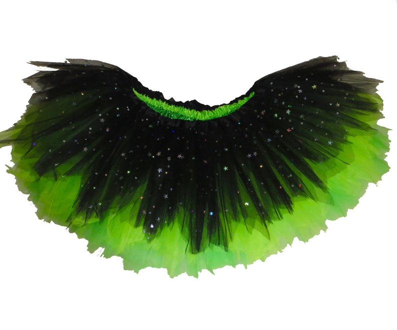 Green Boogie Tutu . Up to Adult Plus Sizes . Black Lime Sparkly Skirt . Running Tutu . Short Length 11in by The Tutu Factory ™ image 3