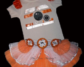 Orange Rolling Robot Tutu . Up to Adult Plus Sizes . Orange Tutu  .  Robot Running Tutu .  Belt . SHORT Length 11in