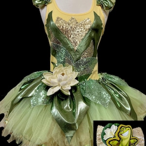 Frog Princess Costume .  Up to Adult Plus Size . Running Skirt  . SHORT Length 11in . by The Tutu Factory