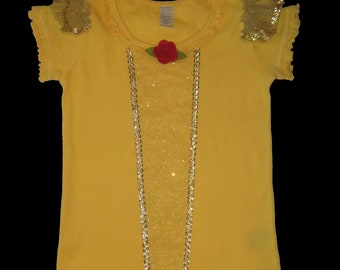 YELLOW PRINCESS Top .   . Yellow Cotton Tee or Bodysuit .  by The Tutu Factory USA ™