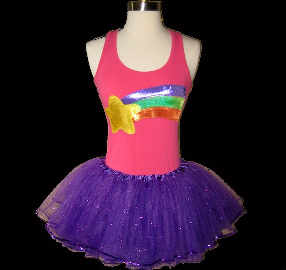 SHOOTING STAR Rainbow Tutu .  Up to Adult Plus Size . Purple Sparkly Skirt . Running Tutu . SHORT Length 11in The Tutu Factory ™