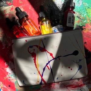 Splatter Painted Cosmetic Purses and Pencil Cases