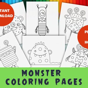 Monster Coloring Pages Halloween Activity Instant Download Printable