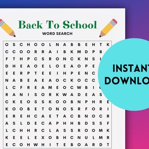 Búsqueda de palabras de regreso a la escuela - Descarga instantánea - Imprimible
