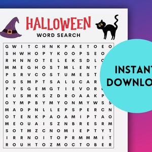 Halloween Word Search - Instant Download - Printable Activity