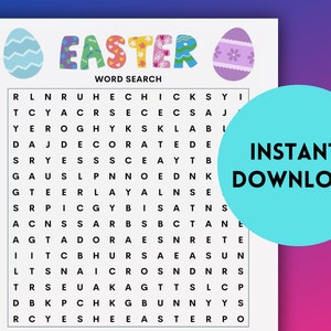 Easter Word Search - Instant Download - Printable Activity