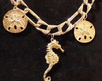Seahorse & Sand Dollar Nautical Necklace