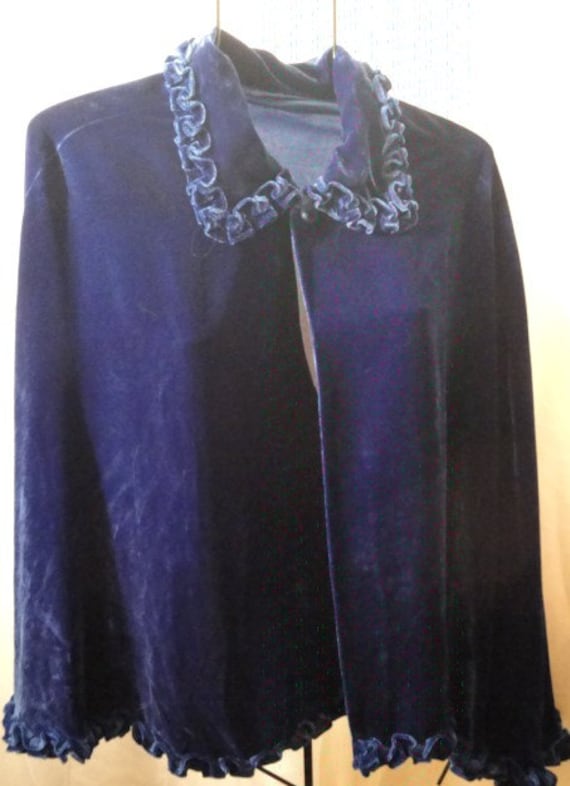 Beautiful Deep Royal Blue Velvet Handmade Cape