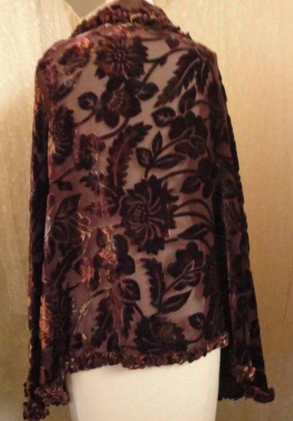 Handmade unique brown burnt velvet cape/shawl - image 3