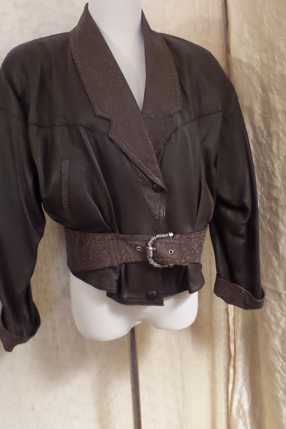 Designer Vera Pelle Brown Leather Bomber Jacket