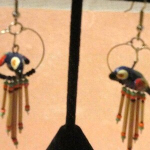 Dangling Parrot Pierced Earrings