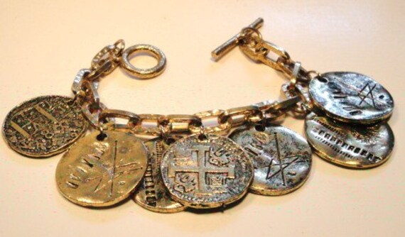 Vintage faux old coins bracelet