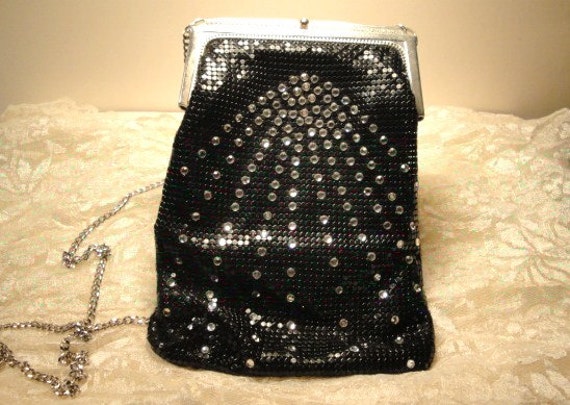 Rare Collectible Whiting and Davis Black Mesh Evening Bag - Etsy display picture 1