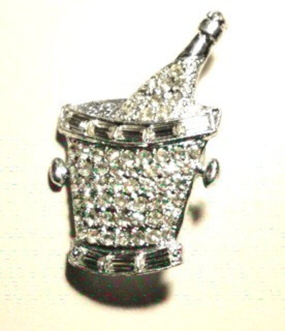 Rhinestone Champagne Bucket Pin