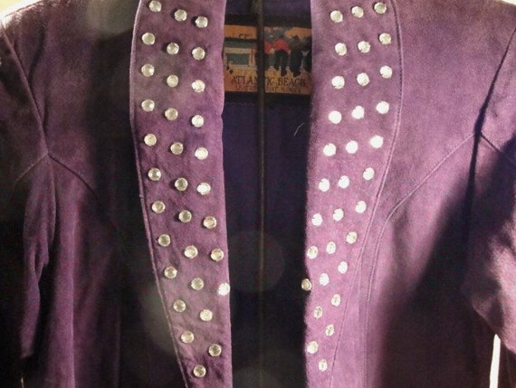 Purple Suede Studded Jacket - image 2