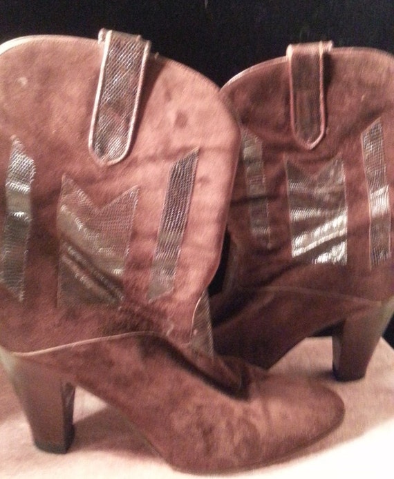 Bottes Vintage OTTORINO BOSSI 1983 - Or - Taille 37.5 - Cuir - Italie - Occasion