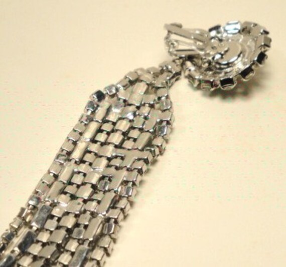Stunning Unique Long Dangling Rhinestone Clip Ear… - image 2