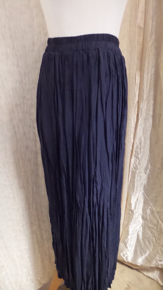 Navy Blue Full Length Pleated Skirt