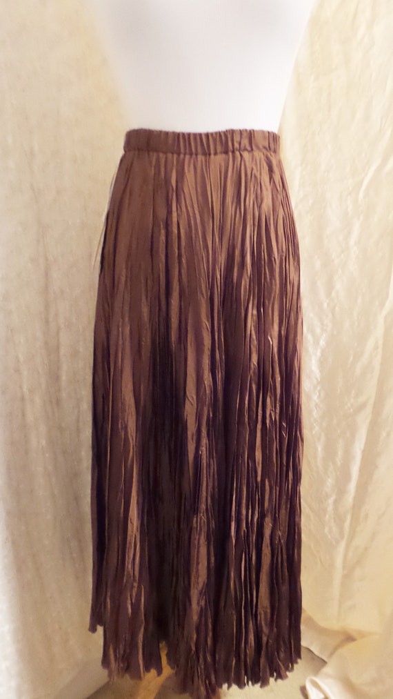 100 % Silk Long Pleated Rust Skirt