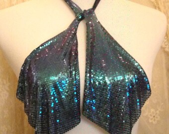 Striking Vintage Iridescent Blue Whiting and Davis Statement Scarf Accessory