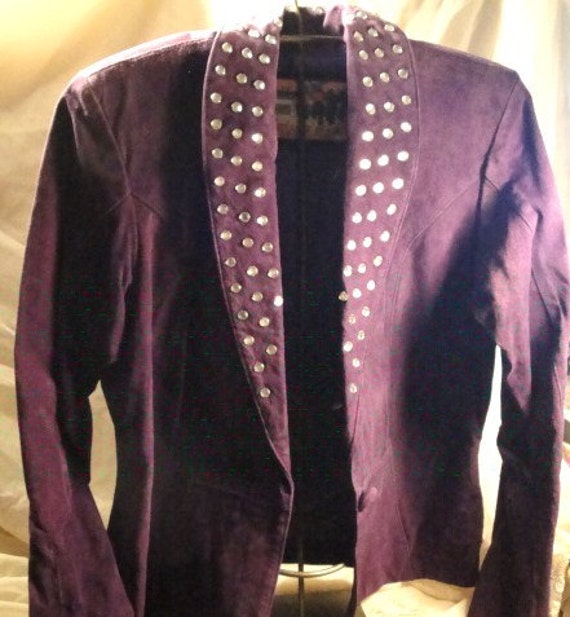 Purple Suede Studded Jacket - image 1