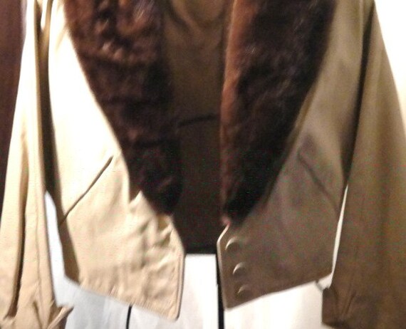 Beige Leather Jacket with Mink Collar - image 3