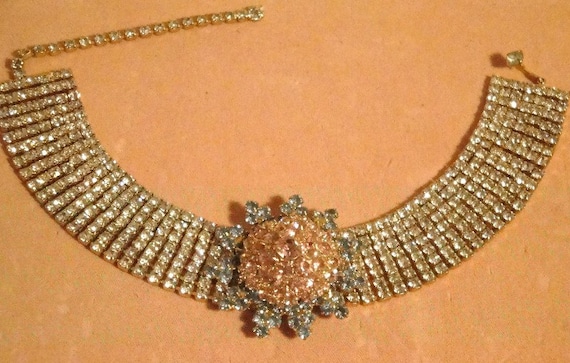 Signed Designer Marie Ferra Unique Rhinestone Cho… - image 1