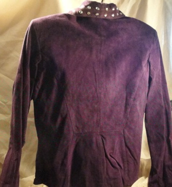 Purple Suede Studded Jacket - image 3