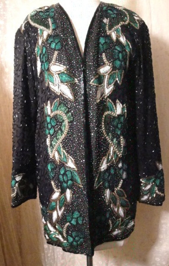 Beautiful Dressy Black Silk Beaded Jacket