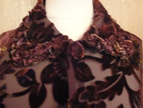 Handmade unique brown burnt velvet cape/shawl - image 4