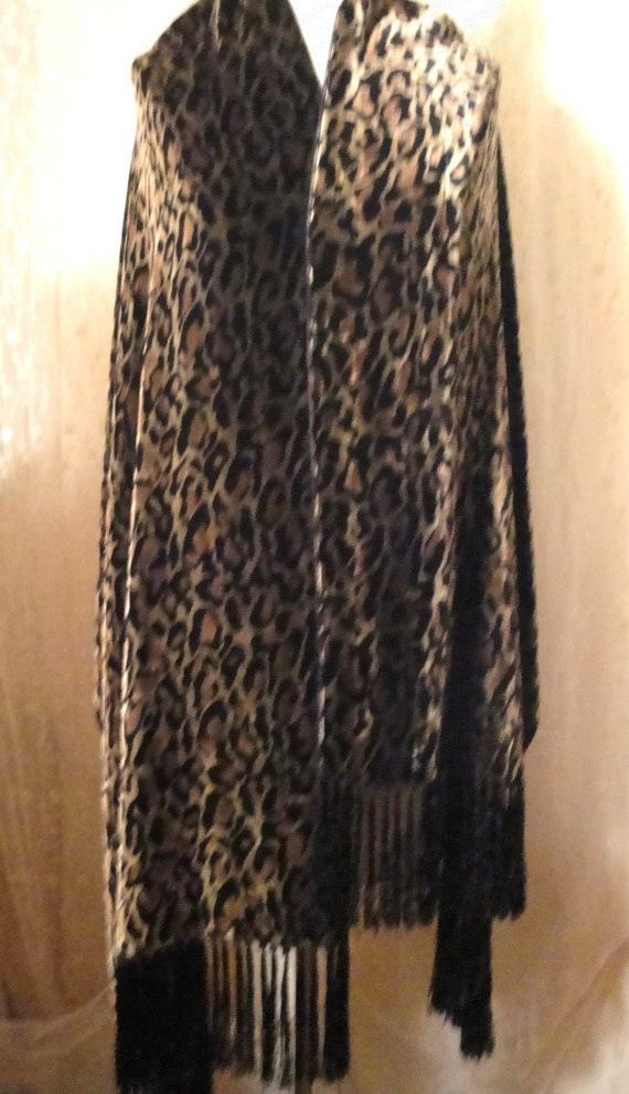 Leopard Spot Print Oblong Velour Shawl/Scarf - image 5