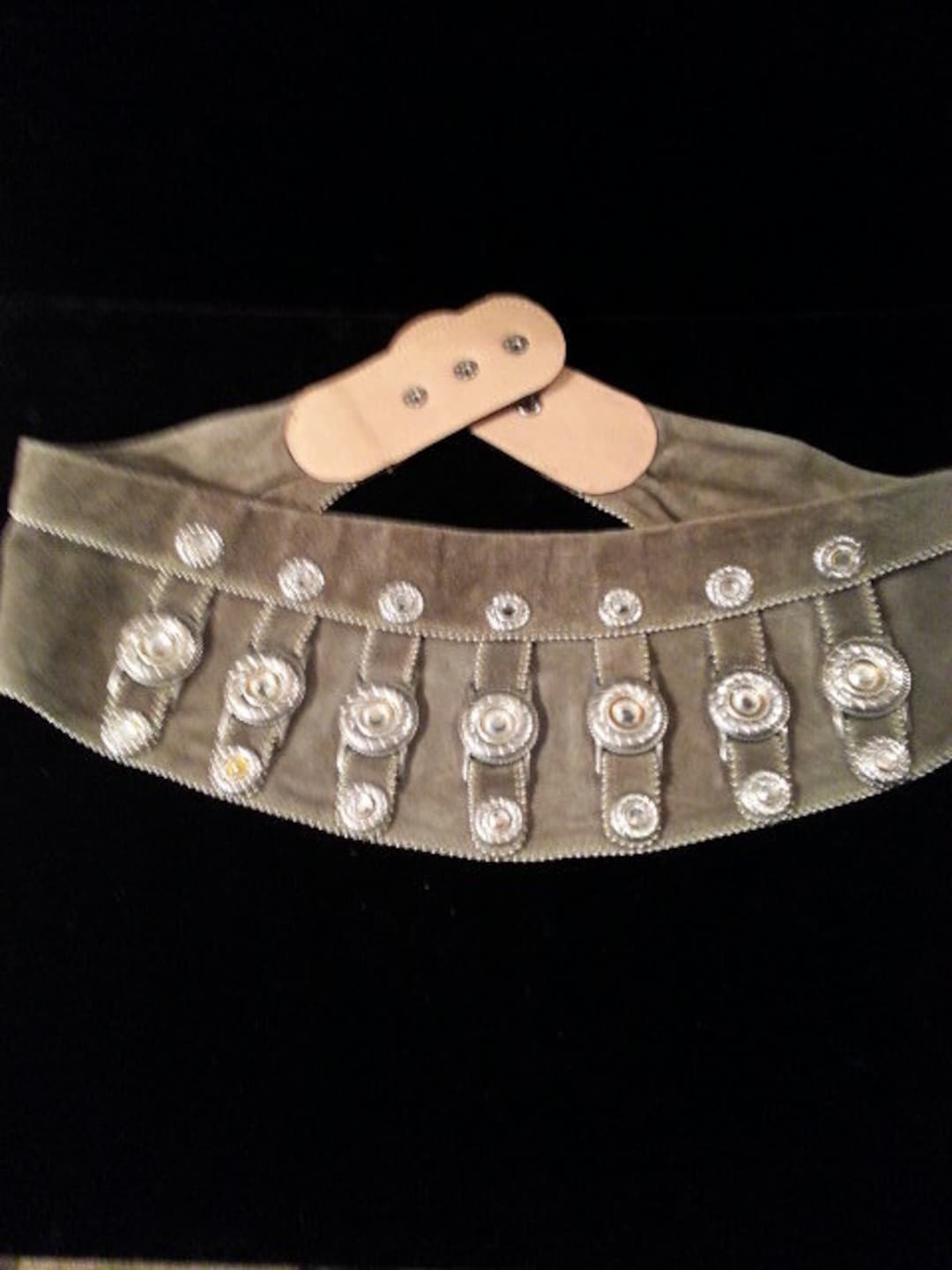 Vintage Taupe Suede Leather Studded Wrap Belt - Etsy display picture 3