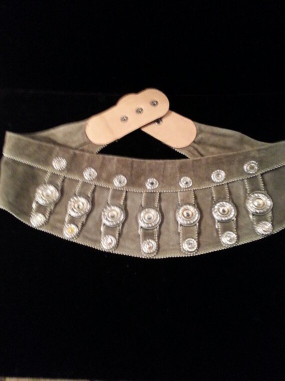 Vintage Taupe Suede Leather Studded Wrap Belt - Etsy display picture 2