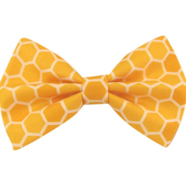 Honeycomb Hair Bow • Honeycomb Fabric Bow • Bee Hair Bow • Spring Fabric Bow • Yellow Cotton Bow • Christmas Gifts • Women's Fashion