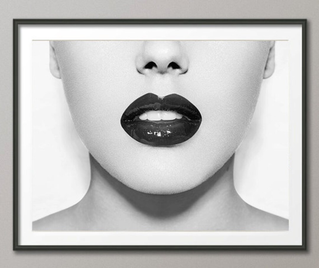Lips Art Print, Large Wall Art, Lips Decor, Home Decor, Black and White