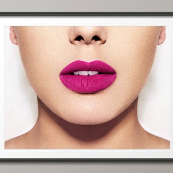 Decor Photograph, Pink lips, Beauty Photography, Home Decor, Art Print