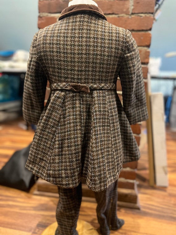 Vintage 1950s girls coat set in brown and green - image 2