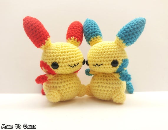 Crochet Plusle And/or Minun Inspired Chibi Pokemon - Etsy Hong Kong