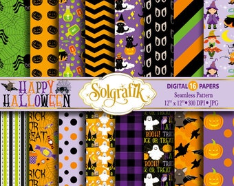 Halloween Digital Paper Pack, Witches, Pumpkin, ghost, Halloween Paper scrapbook Paper, Backgrounds Commercial-Personal Use