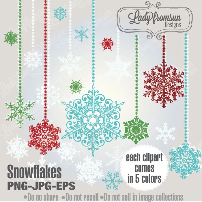 Snowflakes clipart vector graphics digital clip art whimsy | Etsy