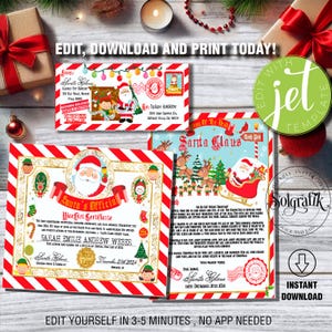 Kit de certificado y carta de la lista de buenos amigos de Papá Noel para niños| Carta oficial de Papá Noel  | Sobre