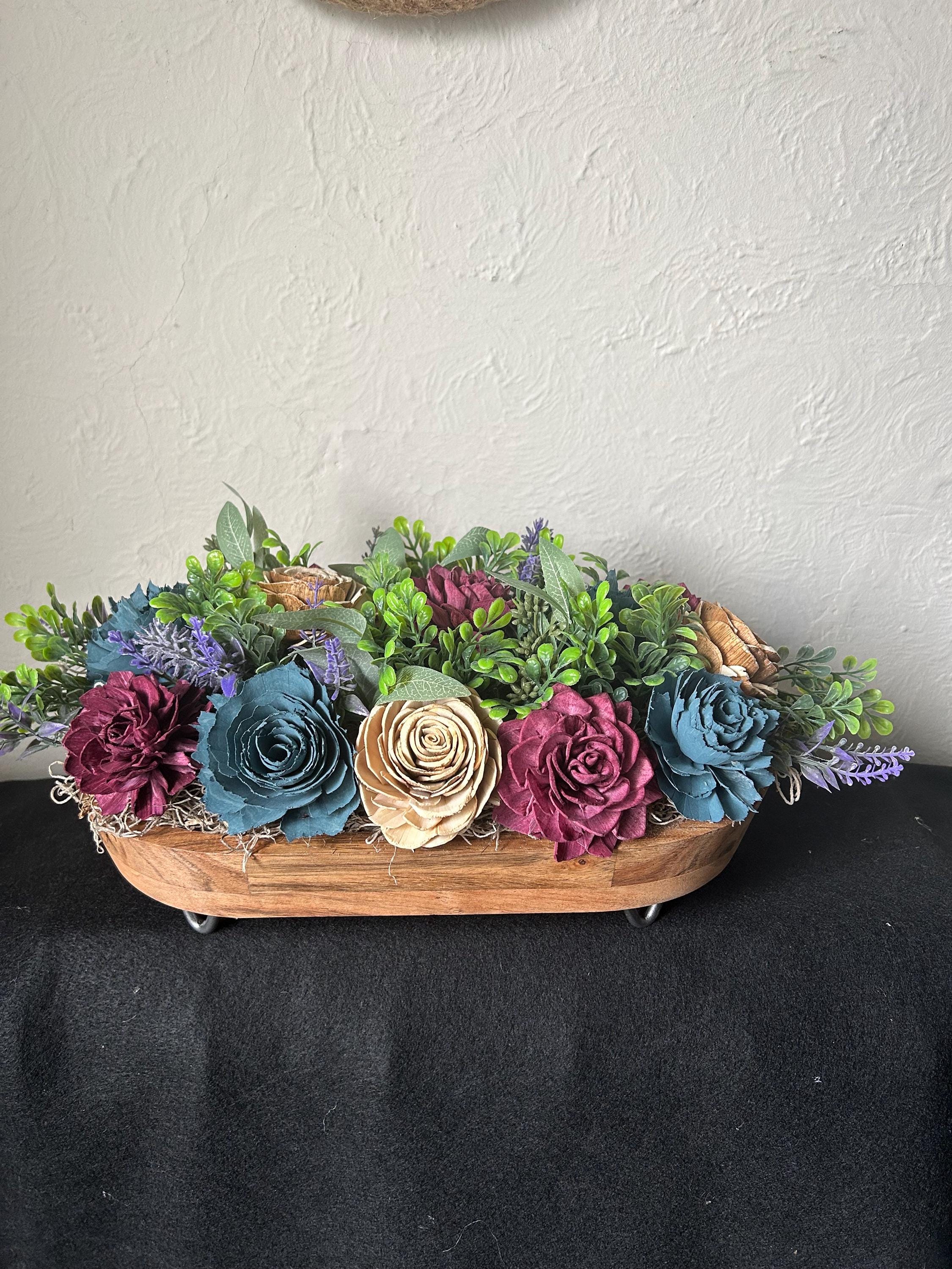 Wood flower arrangement
