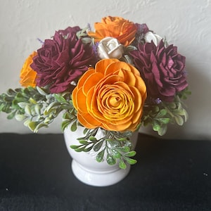 Wood flower arrangement, centerpiece